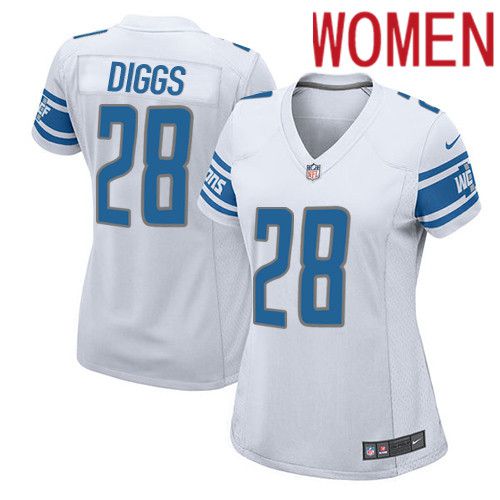 Women Detroit Lions #28 Quandre Diggs Nike White Game Player NFL Jersey->women nfl jersey->Women Jersey